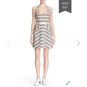 ALC Hudson Striped Halter Mini Dress Ivory Black